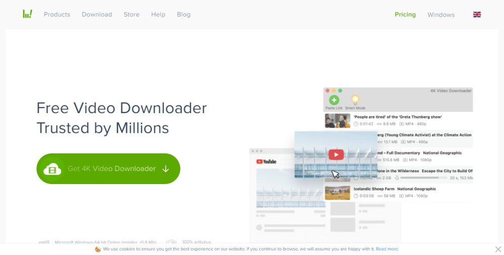 4K Video downloader homepage website