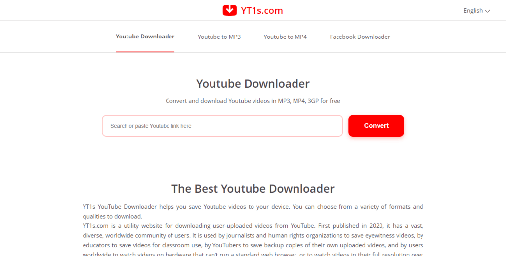 YouTube Video Downloader homepage