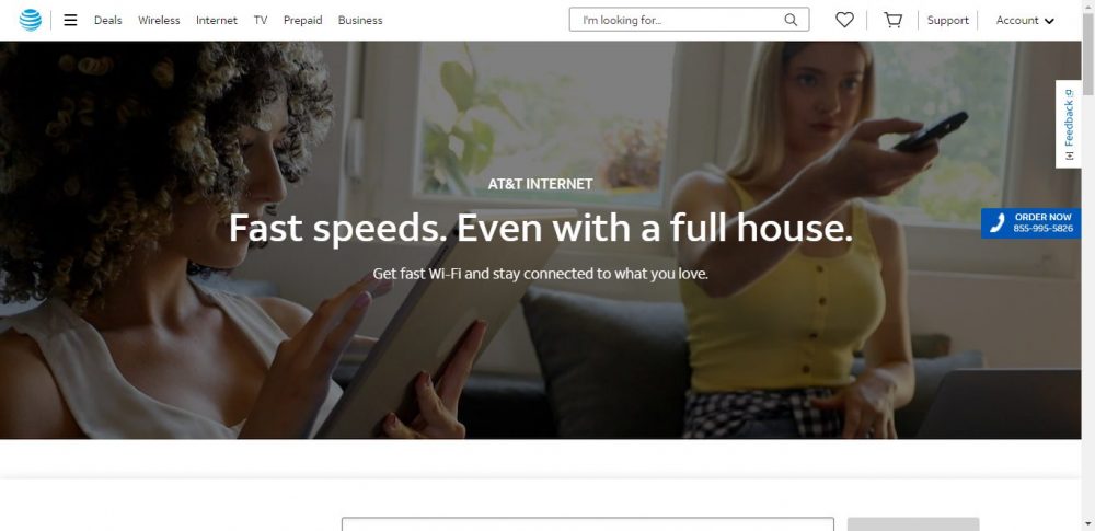 Captura de pantalla de la página de Internet del sitio web de AT&T