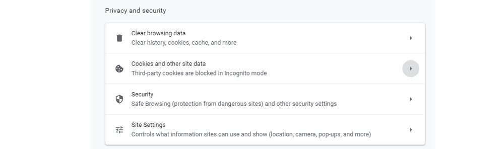 Configuración Borrar cookies y caché de su navegador