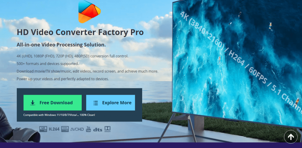 WonderFox HD Video Converter Factory Pro 主页截图。