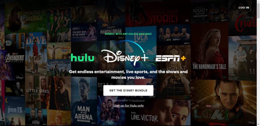 Página de bienvenida del sitio web de Hulu