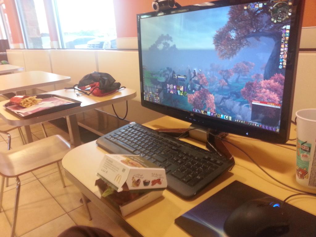 What do you do when your Internet goes out? Bring your desktop to McDonalds, obviously.