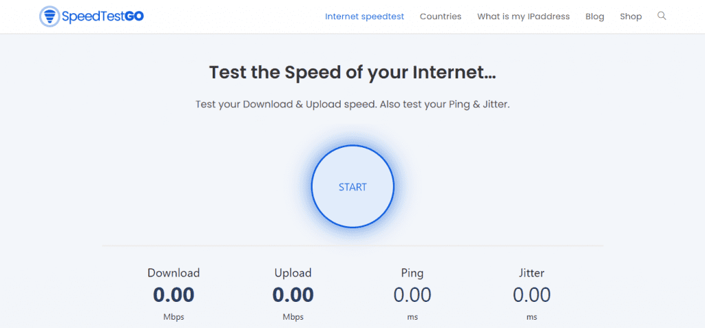 Screenshot of Speedtestgo.com homepage
